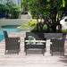 4-Piece Patio Conversation Set Outdoor Furniture with Cushion, Rattan Wicker Chairs, a Sofa and Coffee Table with Tempered Glass Top for Backyard Porch Garden Poolside Balcony (Brown+Beige)