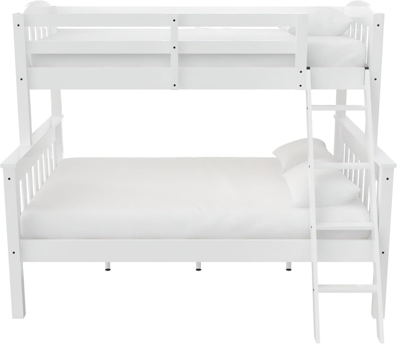 Airlie Twin over Full Bunk Bed, White, Wood Construction, Converts to Twin/Full, 4-Step Ladder, Guard Rails