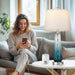 Table Lamps Set of 2 with Touch Control, Modern Glass Bedside Lamps with USB A+C Ports, 3-Way Dimmable Nightstand Lamp with White Fabric Shade, 27.5" Large Lamps for Living Room Bedrooms Decorations