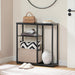 Narrow Console Table with Storage Basket, 29.5" Small Entryway Table with 3-Tier Storage Shelves, behind Couch Sofa Table, Hallway Table for Living Room, Black and Beige BB60XG01