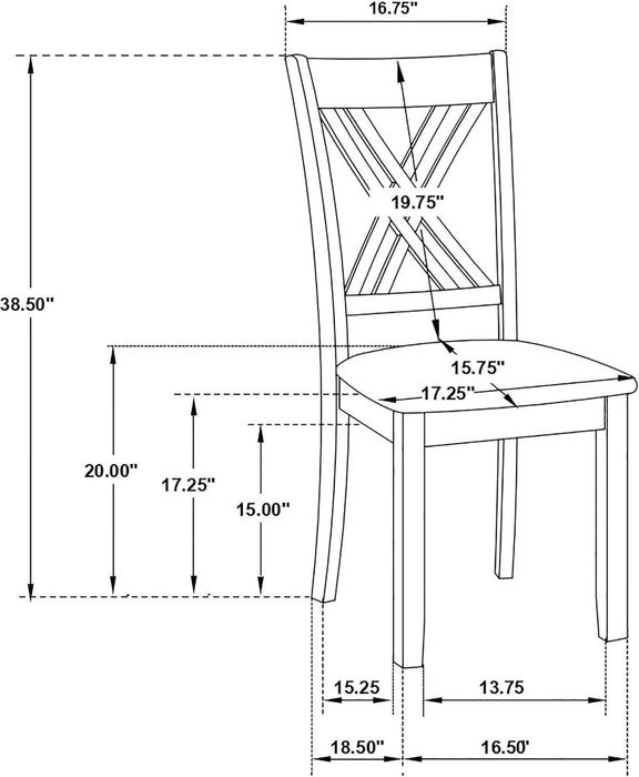 Home Furnishings - Fortress - Wood - 7-Piece Rectangular Dining Table Set – Farmhouse Style with Double-Cross Back Armless Side Chairs - Dining Room - Vintage White, Chestnut Brown - 190721