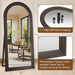 Arched Full Length Mirror with Solid Wood Frame, 71"X32" Rustic Farmhouse Large Floor Mirror with Stand, Free Standing Leaning Hanging, for Bedroom Living Room Dressing Room Entryway, Brown