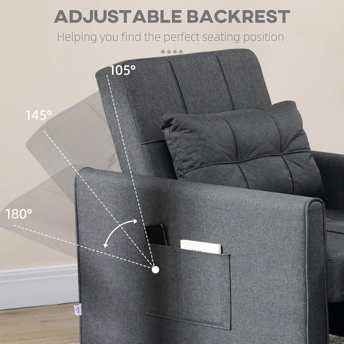 Gray Convertible Chair Bed With Adjustable Backrest