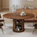 47.2"–63" Extendable Dining Room Table for 4-8, Round-To-Oval Expandable Dining Table with Dust-Proof 2-Tier Shelf, Space-Saving Wood Kitchen Table for Living Room, Walnut