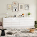 White Wood Dresser for Bedroom with 8 Drawer 55" Wide