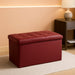 Ottoman Bench with Storage 30X15X15 Inches White Ottoman for Room Folding Leather Footrest Footstool Rectangle Collapsible Furniture with Lid for Bedroom Living Room Burgundy