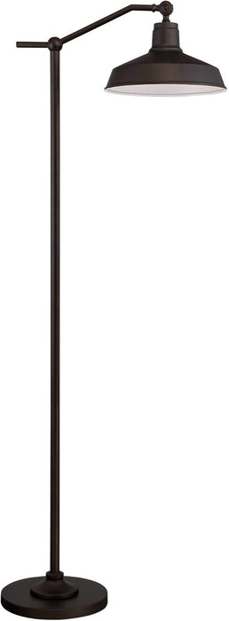 Kayne Rustic Farmhouse Floor Lamp Standing 61" Tall Satin Bronze Metal Downbridge Shade for Living Room Reading Bedroom Office House Home Decor