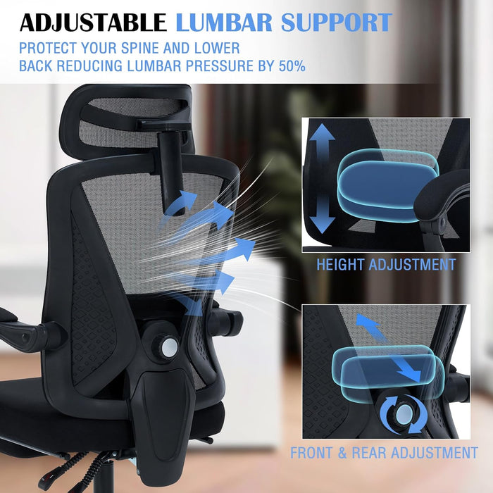 Ergonomic Office Chair with Footrest, 90-160° Recline Computer Desk Chair