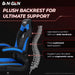 N-GEN Video Gaming Computer Chair Ergonomic Office Chair Desk Chair with Lumbar Support Flip up Arms Adjustable Height Swivel PU Leather Executive with Wheels for Adults Women Men (Blue)