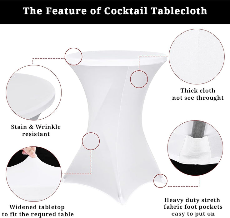 White Spandex Square Cocktail Table Covers 32x43Inches