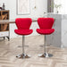 Ellston Velvet Adjustable Swivel Barstools in Red, Set of 2
