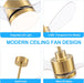 52 Inch Ceiling Fans with LED Light Remote Control, Modern Ceiling Fan with Reversible DC Motor, 3 Blades and 3 Color Temperature, LED Light Chandelier for Bedroom (Gold & 3 Transparent Blades)