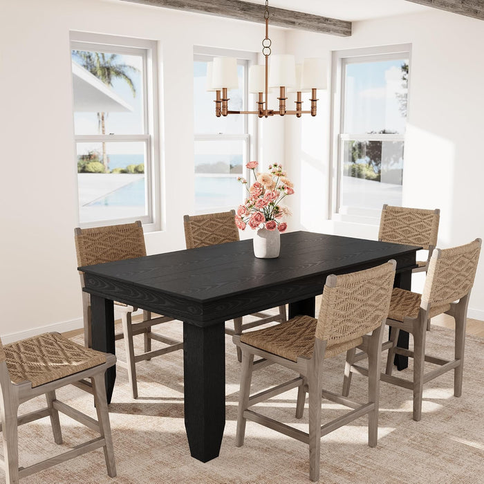 Farmhouse Dining Table for 6-8 People, 71 in Long Kitchen Tables with Wooden Sturdy Frame, 6 Ft Large Rectangular Dinner Table for Dining Room, Kitchen, Black, 63" Non-Extendable