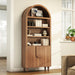 2 Pack 71" Tall Arched Bookshelf with Storage Cabinet, Modern Wood Display Bookcase with Arched Top, 3 Adjustable Open Shelves, 2 Doors Cabinet, for Living Room, Bedroom, Walnut