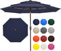 9FT 3 Tier Patio Umbrella Outdoor Market Umbrella Table Umbrellas with 8 Ribs 1.5 Pole Push Button Tilt and Crank UV Protection for Garden,Navy