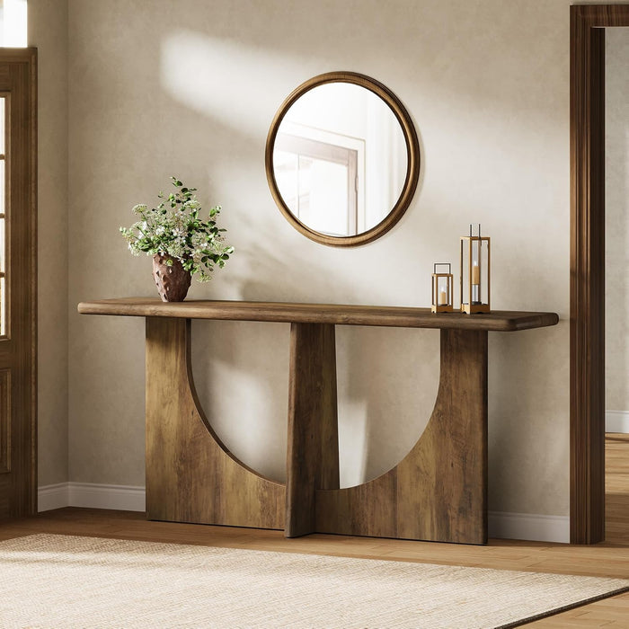 Console Table for Entryway, 71-Inch Farmhouse Entryway Table with Sturdy Geometric Frame, Extra Long Sofa Console behind the Couch for Living Room, Foyer, Entrance, Rustic Brown