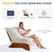 Adjustable Living Room Chair, 3-Position Bean Bag Chair with Removable Cover, Upholstered Accent Chair with Frame, Soft Reclining Lounge for Bedroom, Apartment, Office, Beige