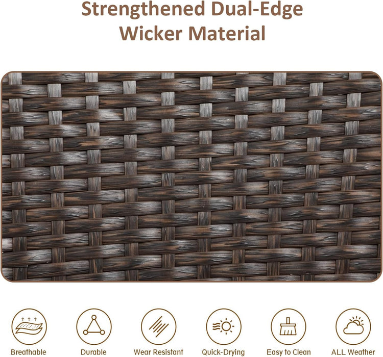 Outdoor Wicker Rattan Chairs Patio Furniture Sets with Cushions, 350Lbs Capacity, All-Weather Rattan Sofa Set for Garden, Porch, Backyard, 6PCS, Brown