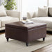 Square Leather Storage Ottoman,Ottoman Coffee Table with Storage for Living Room (Brown)