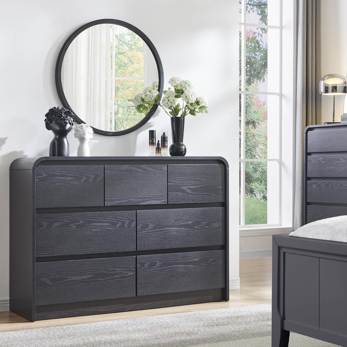 Modern 7 Drawers Dresser for Bedroom, 47" Wide Wood Dressers, Black