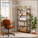 Extra Wdie No Assembly Folding Bookshelf, 64.3" H X 30.9" W, 5 Tier Collapsible Book Shelf Bookcase Foldable Shelves for Bedroom Living Room Home Office - Rustic Brown & Black
