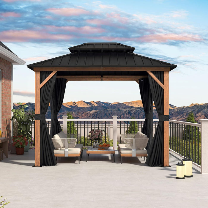 8x10 WeatherResistant Wood Grain Gazebo Aluminum Frame