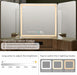 Fluted Makeup Vanity Desk with 3 Way Mirror and Lights, 48" Large Corner Vanity Table with Glass Top, Charging Station, 3 Drawers, Storage Cabinets & Shelves, for Bedroom, Natural Oak