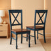 Shelby Traditional Wood X-Back Dining Room Chairs Set of 2, Kitchen Chair, Navy