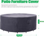 Patio Furniture Covers, Heavy Duty Tear Resistant Waterproof UV Resistant Windproof Extra Large Furniture Cover, Grey, 130" Dia X 35" H