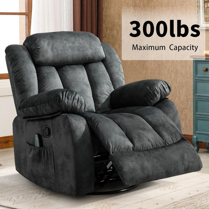 Heated Rocker Recliner with Massage, 360° Swivel