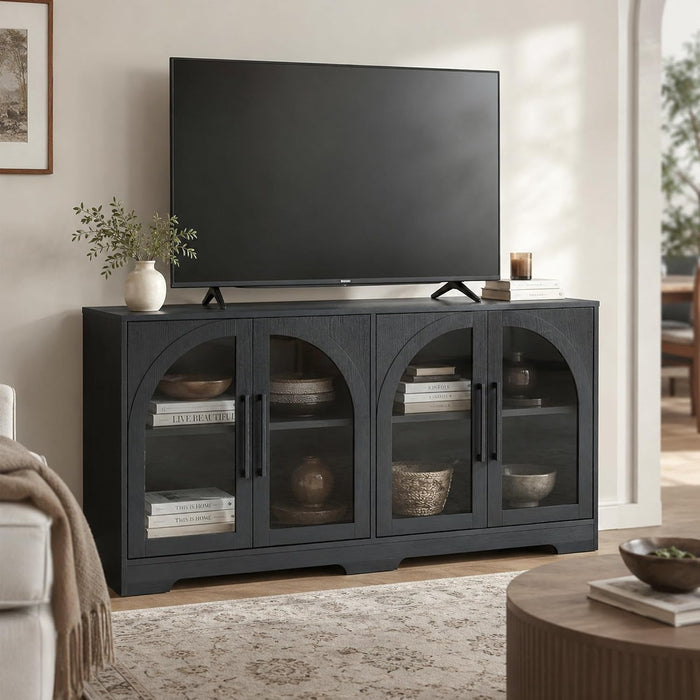 55" Sideboard Buffet Cabinet with Storage, Black