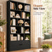 Bookcase with Doors and Open Shelves for Home Office and Living Room