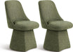 Swivel Dining Chairs Set of 2, Upholstered Mid Century Modern Deskchair with High Back, Linen Fabric Kitchen Chairs for Dining Room, Bedroom, Dressing Room, Green
