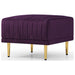 Living Room Ottoman Black Velvet Channel Tufted to Combine with Sectional Sofa or Armchair, Purple