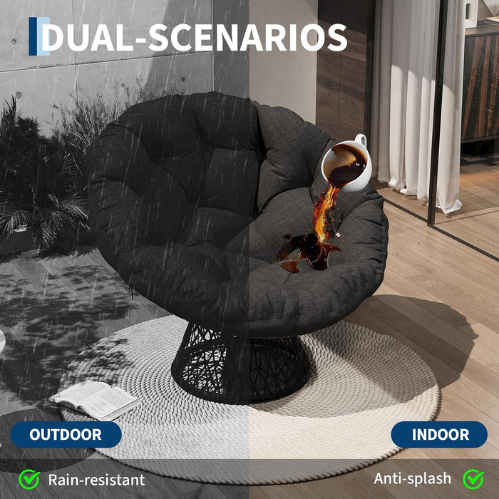 Papasan Chair 40 Inch All Black Ergonomic Comfortable