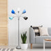 LF2006-SBG 67" Contemporary Multi Head Medusa 5 Light Adjustable Gooseneck Silver Floor Lamp with Blue, White, Gray Shades for Kids Bedroom Playroom Living Room Office