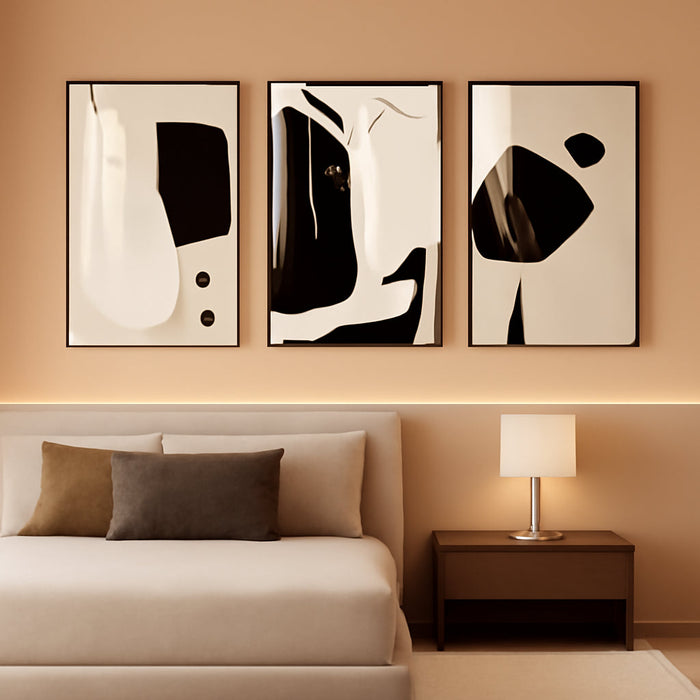 Abstract Wall Art Prints, Framed Wall Art for Living Room, Bedroom, Dining Room, Nursery, Office, Kitchen, Bathroom (White, 16"X 24" X 3 Panel)