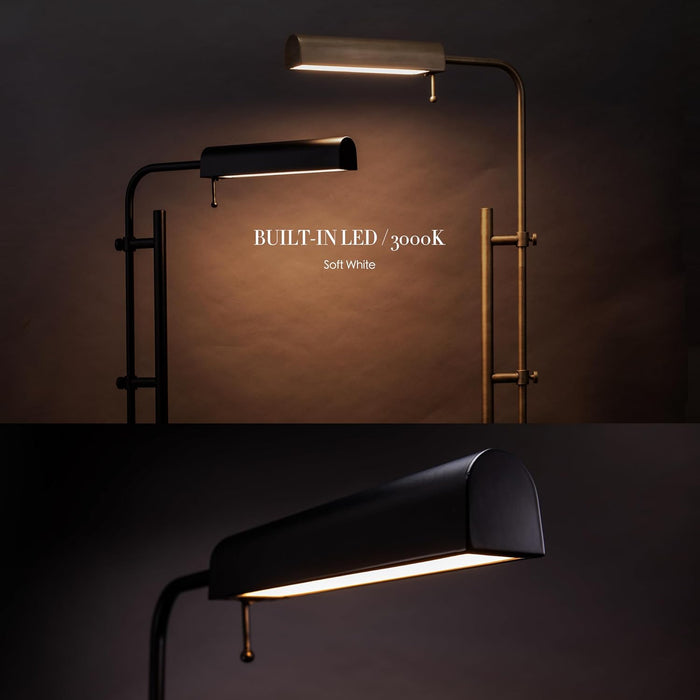 Cedric Adjustable Pharmacy Floor Lamp - Industrial Design for Reading, Crafting, Work - 10W LED, Height 45-61 Inches - Ideal for Living Room, Bedside, Office - Black