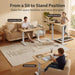 Standing Desk, 48X24 Inches Sit Stand Home Office Desk, Electric Stand up Desk, Adjustable Desk with Splice Board, White Frame/Maple Top