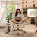 Ergonomic Criss Cross Office Chair with Footrest, Wide Executive Desk Chair with Foldable Armrest for Big and Tall, High Back Computer Chair-120° Tilt Vanity Chair for Meditation,Home,Ivory