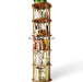 5 Tier Rotating Bookshelf Tower, Revolving Bookcase, 360° round Spinning Book Shelf, Narrow Swivel Bookshelves Vertical Turning Corner Bookshelf Organizer for Bedroom, Living Room, Gold & Brown