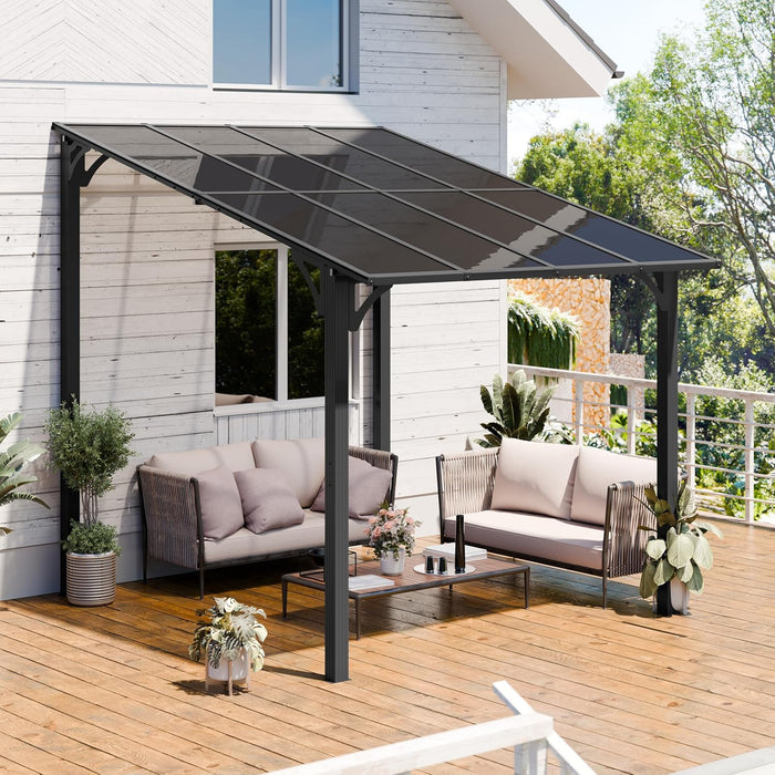 10’X 8’ Gazebo for Patio on Clearance,Hard Top Lean to Gazebo Pergola with UV Protection Roof,Large Wall-Mounted Heavy Duty Awnings for Patio, Decks, Backyard and More