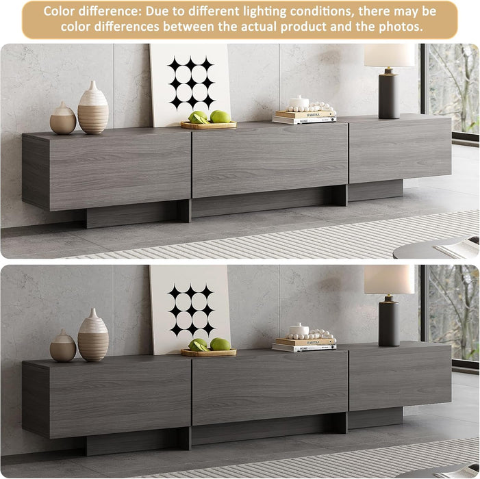 76.4'' Modern TV Stand for Living Room, Mid Century Modern TV Console，Entertainment Center with 3 Drawers, Large Storage Cabinet Table, Media Cabinet for Living Room, Bedroom, Grey