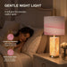 Pink Alabaster Table Lamp Set of 2 with Night Light for Bedroom