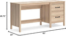 Battelle Home Office Desk, 60" W X 20" D X 29" H, Light Brown