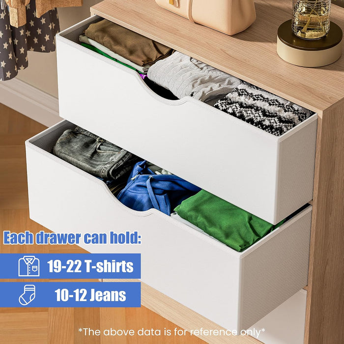 3 Drawers Dresser, Fabric PU Drawer with Wood Frame, Large Organizer, Small Dresser with Drawer, Chest of Drawers for Closet, Living Room,Hallway,Oak and White