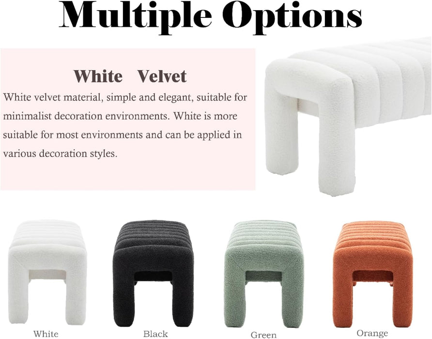 42.5" Upholstered Ottoman Bench,Modern Boucle Entryway Bench with Seating,Upholstered End of Bench,Teddy Fabric Footrest for Bedroom,Living Room