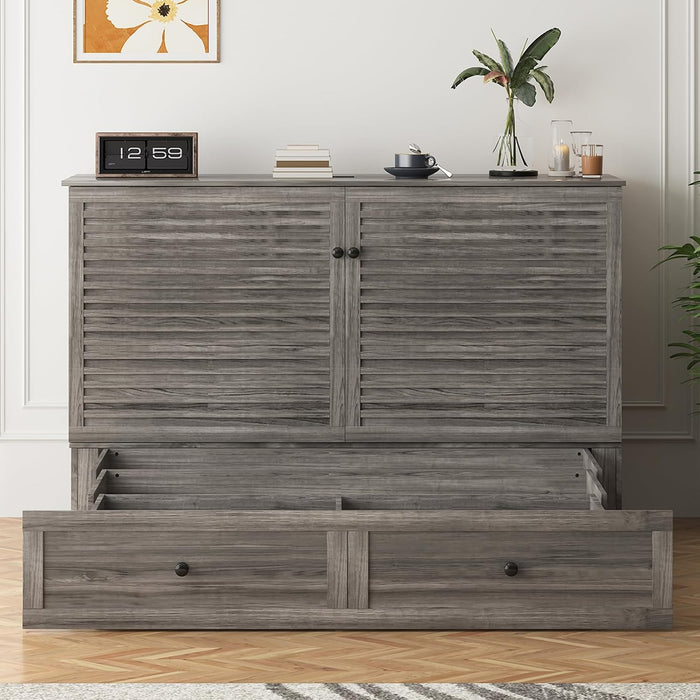 Queen Murphy Bed Grey With IntegratedCharging Station
