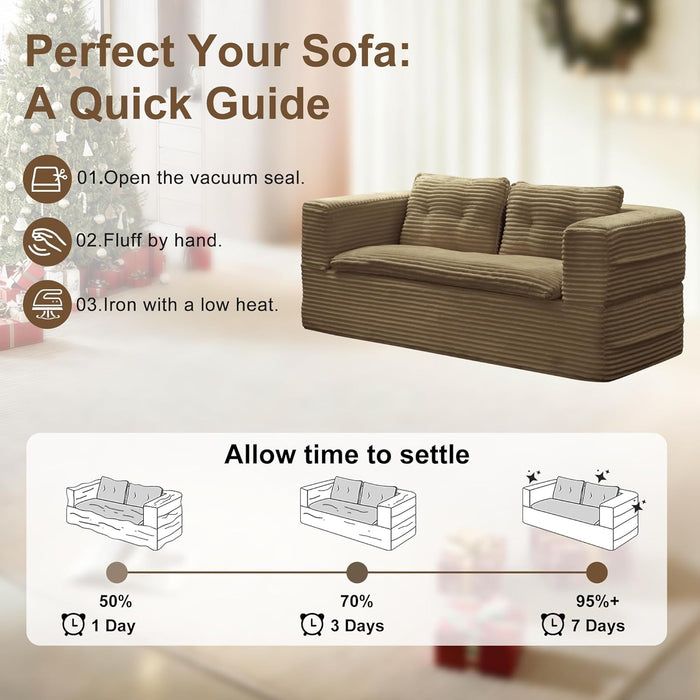 Camel King Size CorduroyFutonProLux SofaBed Chaise Lux