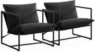 Aidan Sling Accent Chair, Pack of 2, Metal Framed Armchair with Shredded Foam Cushioning, Black